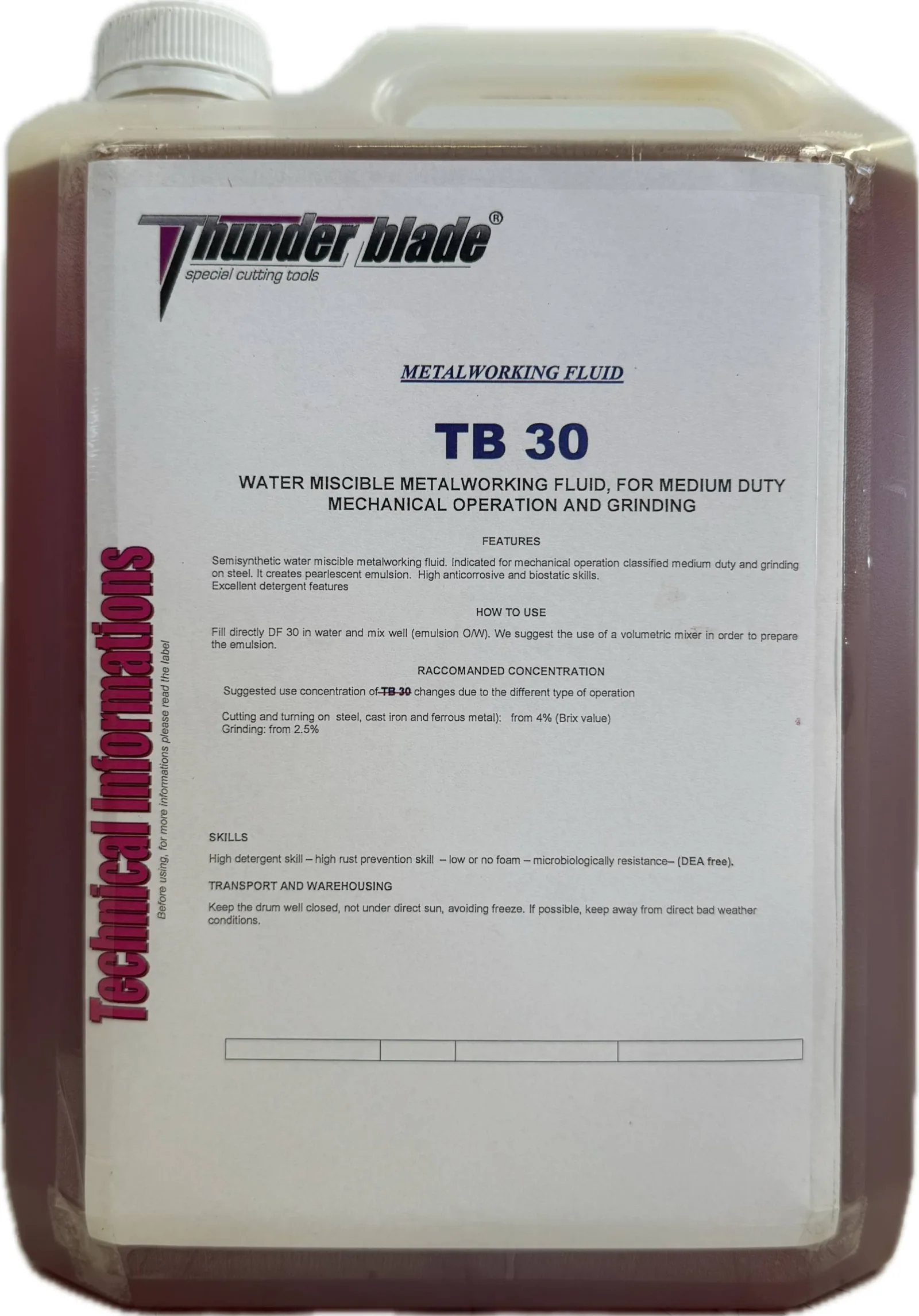 Thunder Blade Soluble cutting fluid ES SYNT TB 30