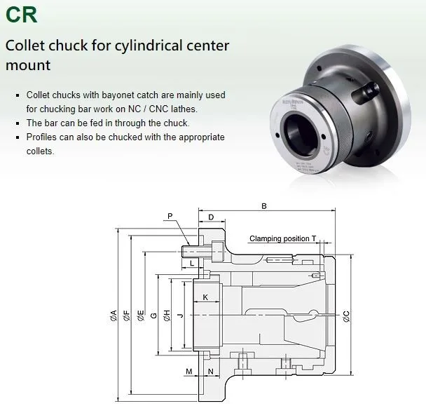 Strong CR Type Collet chucks for CNC Lathes