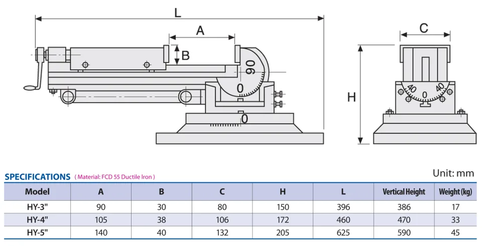 Homge HY5 Tilting Machine Vice