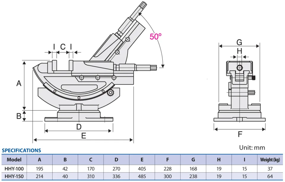 Homge HHY100 Tilting Machine Vice