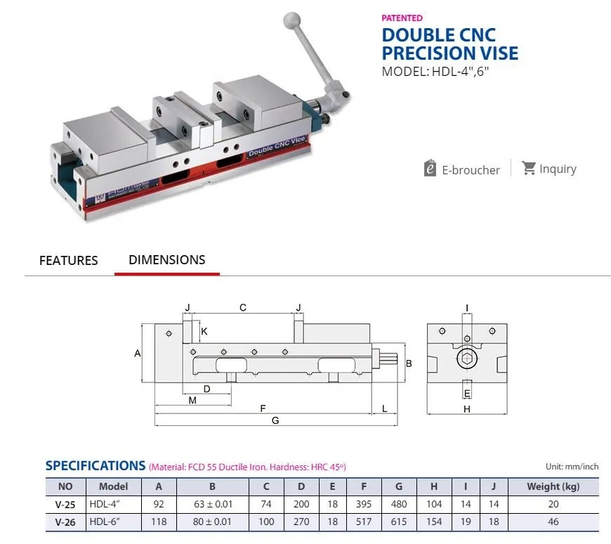 Homge HDL Double CNC Precision Vice