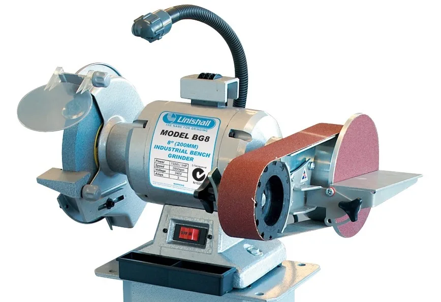 Linishall BG8-L 200mm Grinder complete with linishing attachment