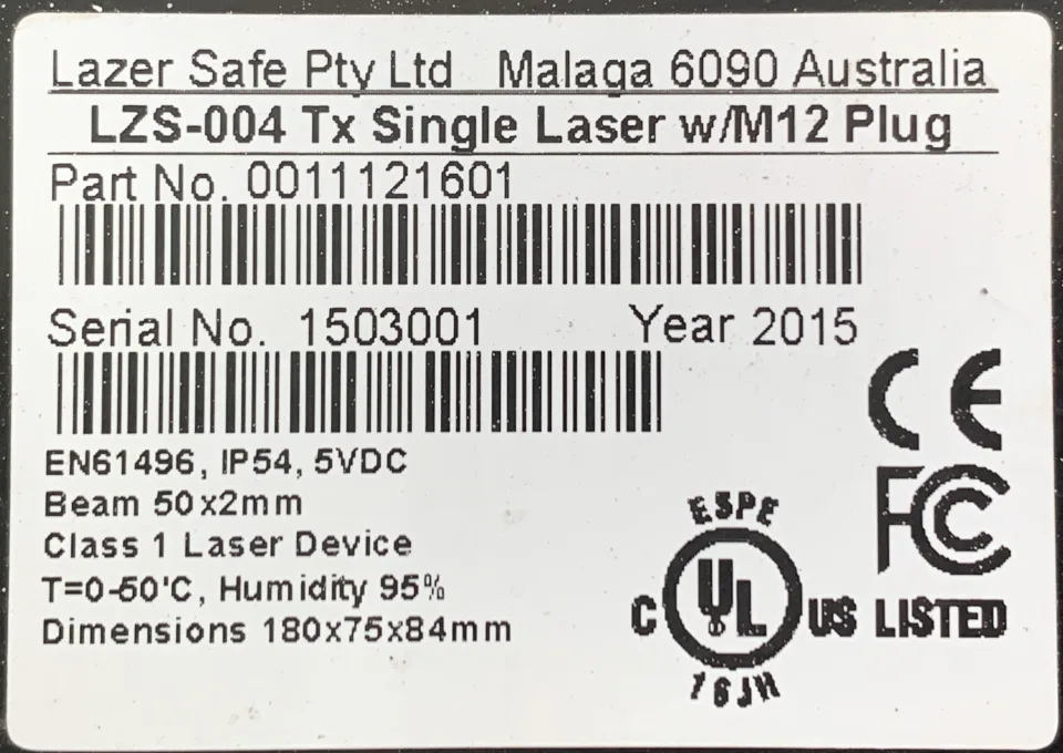 Used Laser Safe LZS-003 To suit Hydraulic Press