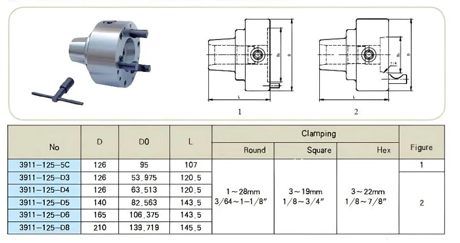 Optimum Manual 5C Collet Chucks for Lathes