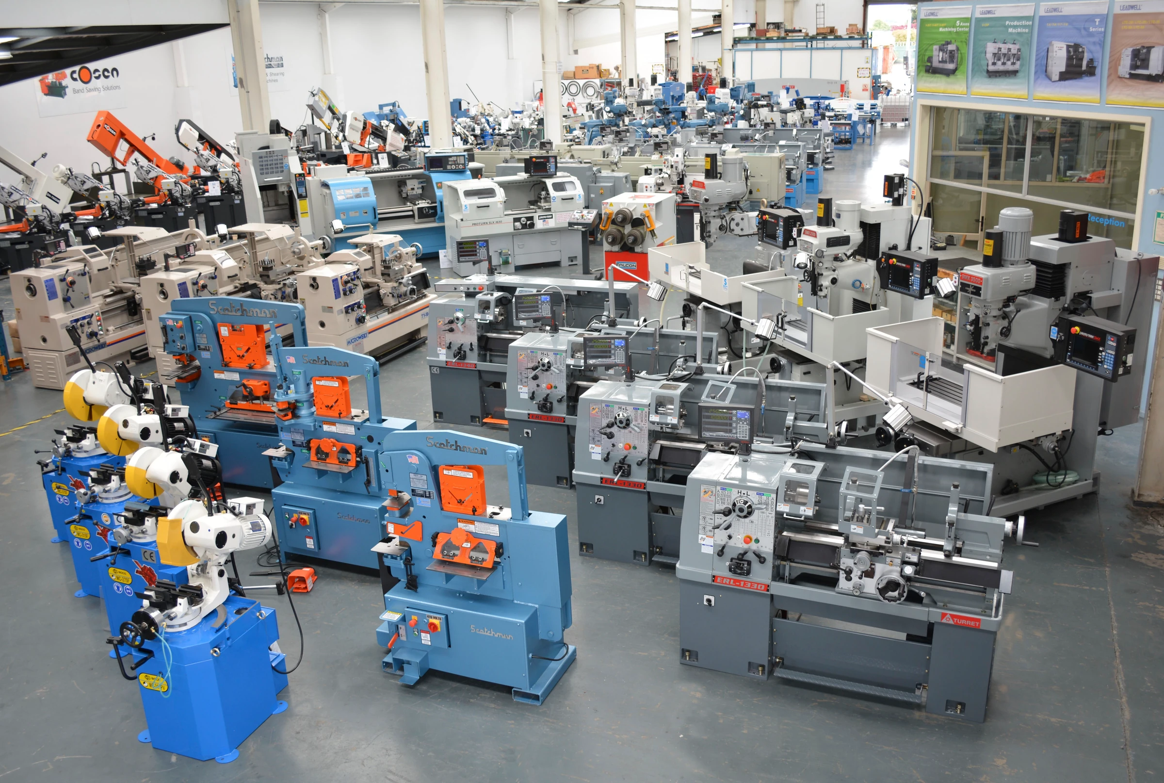 Engineering machinery on display in Scott Machinery’s Christchurch showroom